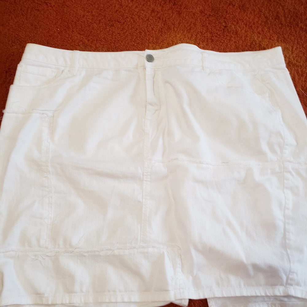 White Denim Patchwork Skirt sz 24